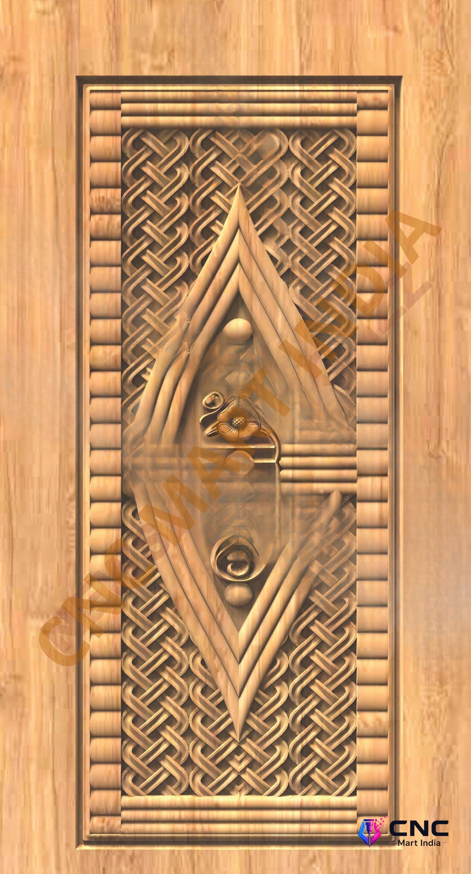 GSK EMBOSSING - EMD-06 Geometric Weave & Floral Motif Decorative Door 3D Model